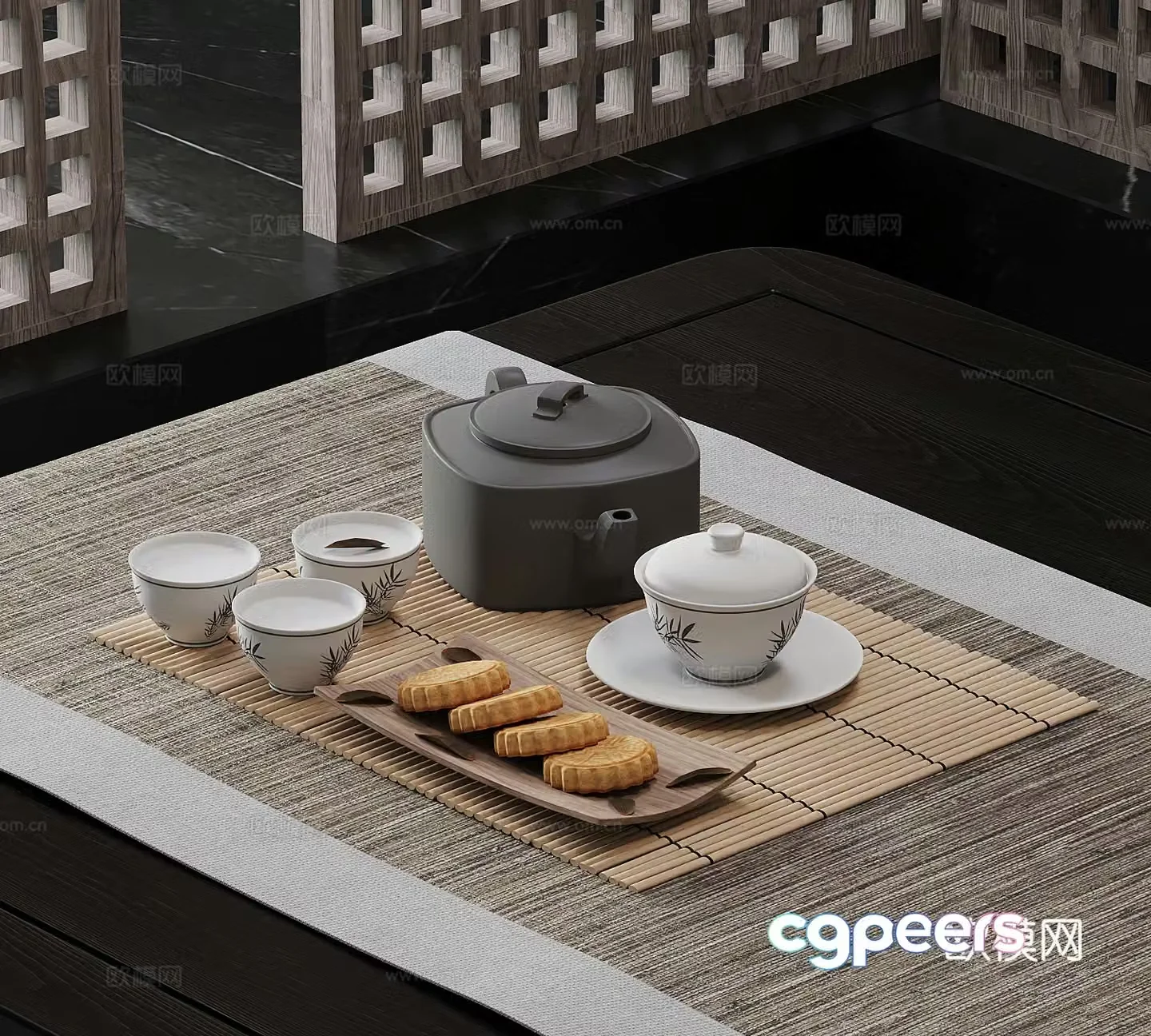 Tea set New Chinese style tea set Teapot Tea cup 3d model