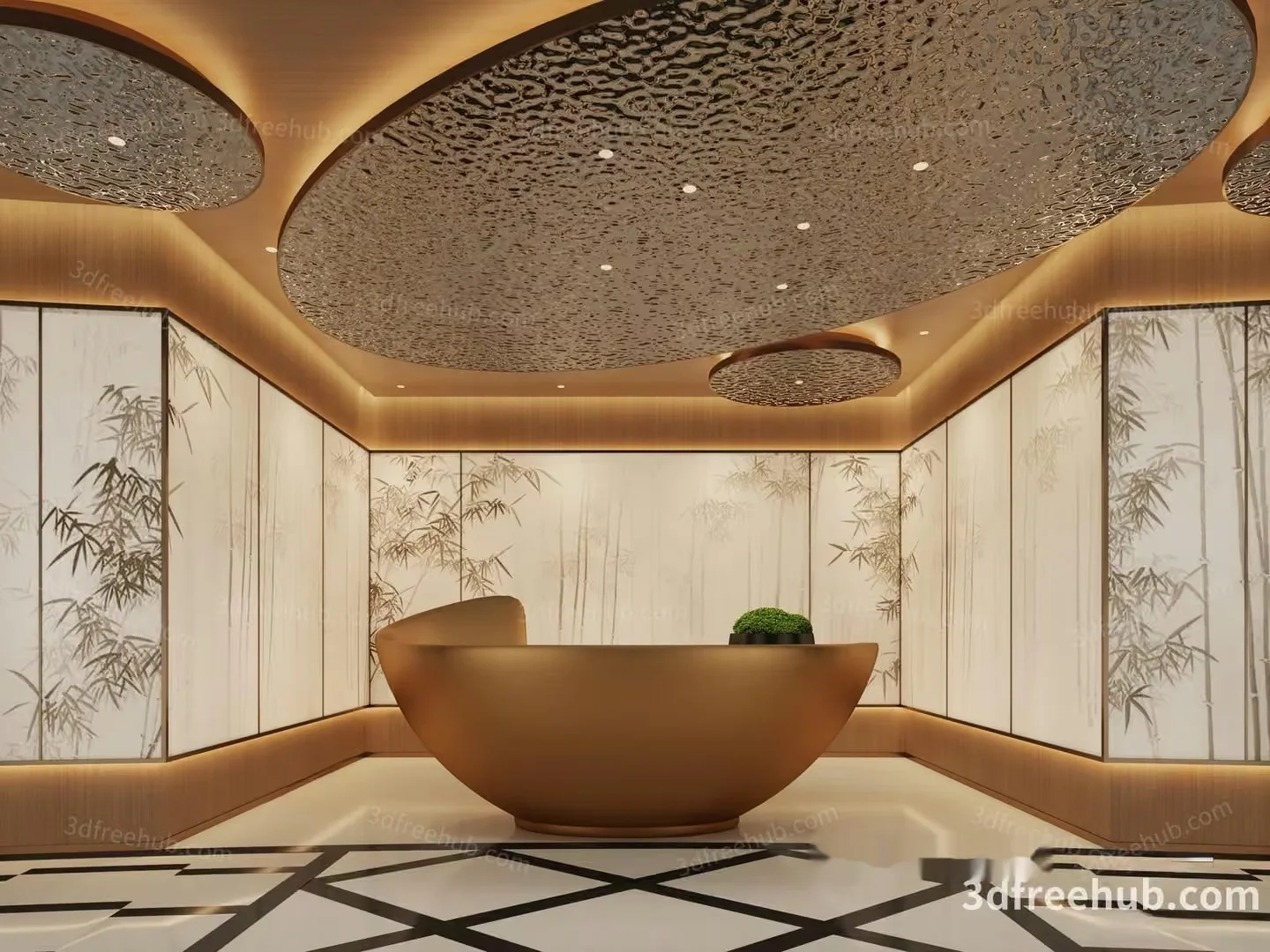 A Luxurious Bathroom With A Large Bathtub 3D Model – 19896 – VRAY Render