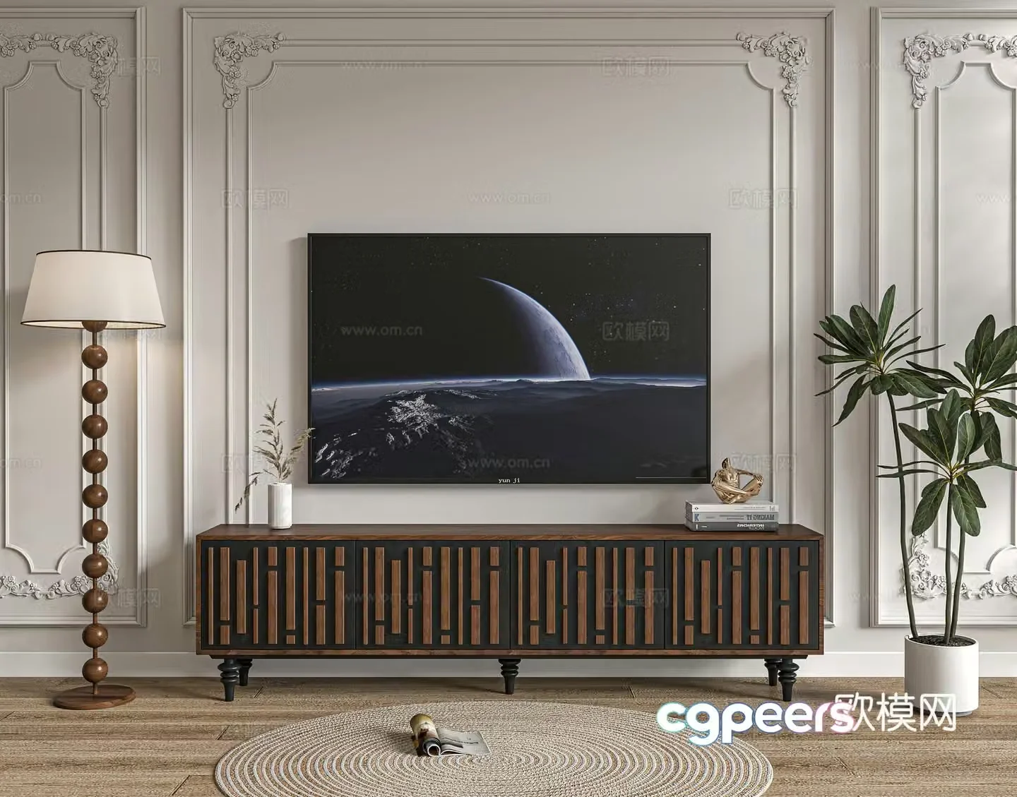 Medieval style TV cabinet 3D model