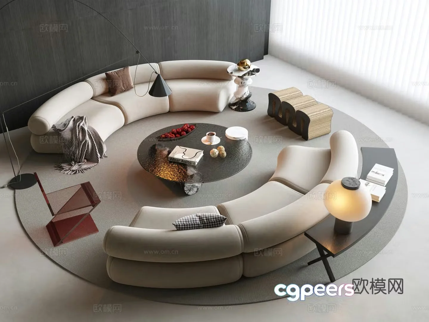 Modern curved sofa modular sofa 3d model