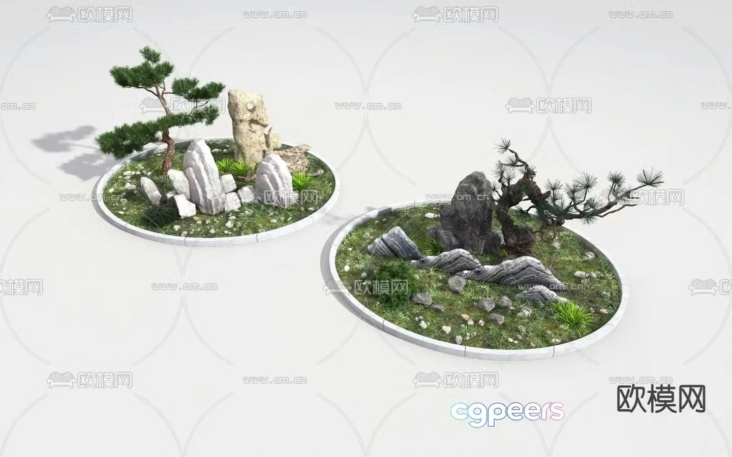 Landscape sketch plant landscaping rockery moss 3D model