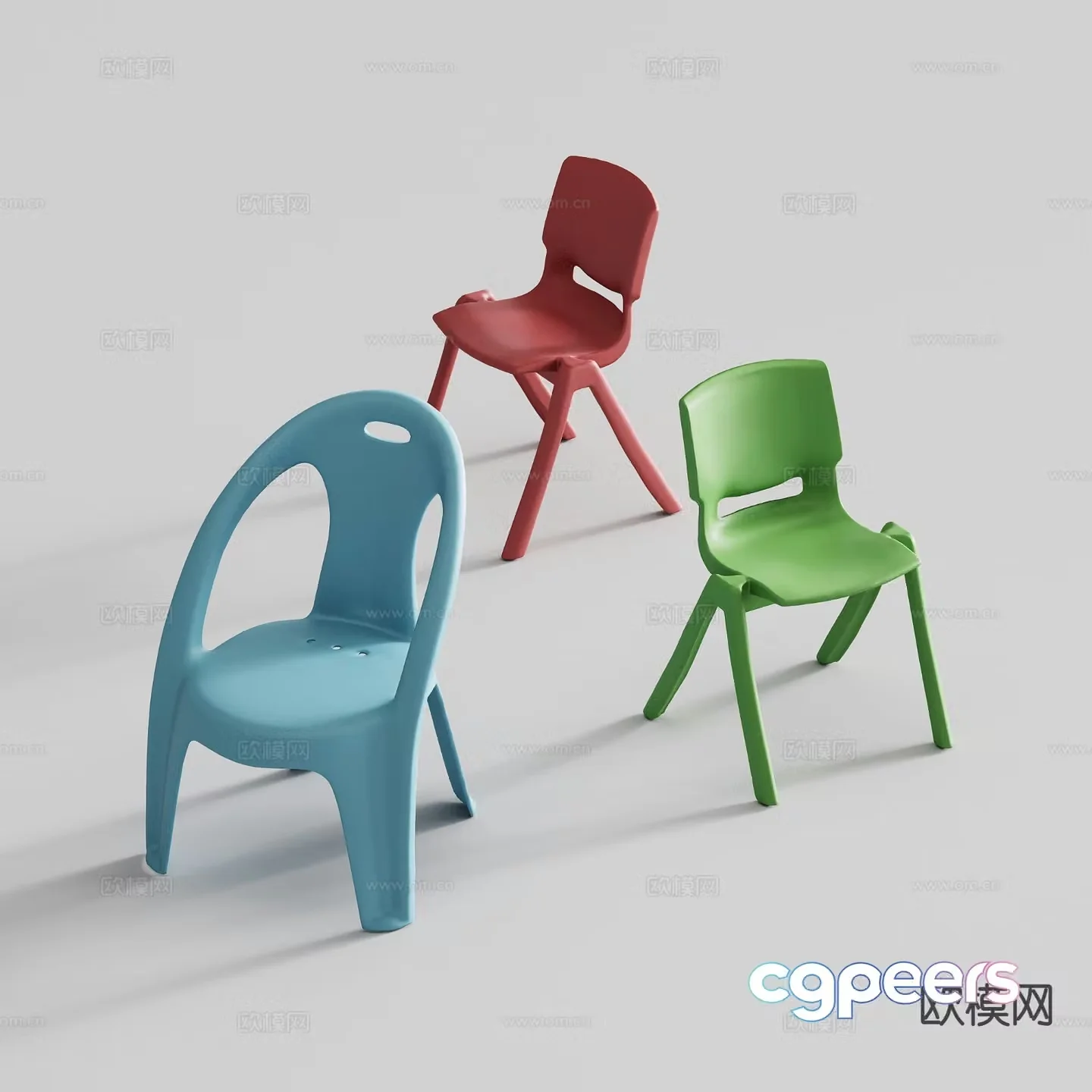 Modern children’s chair kindergarten chair plastic chair 3d model