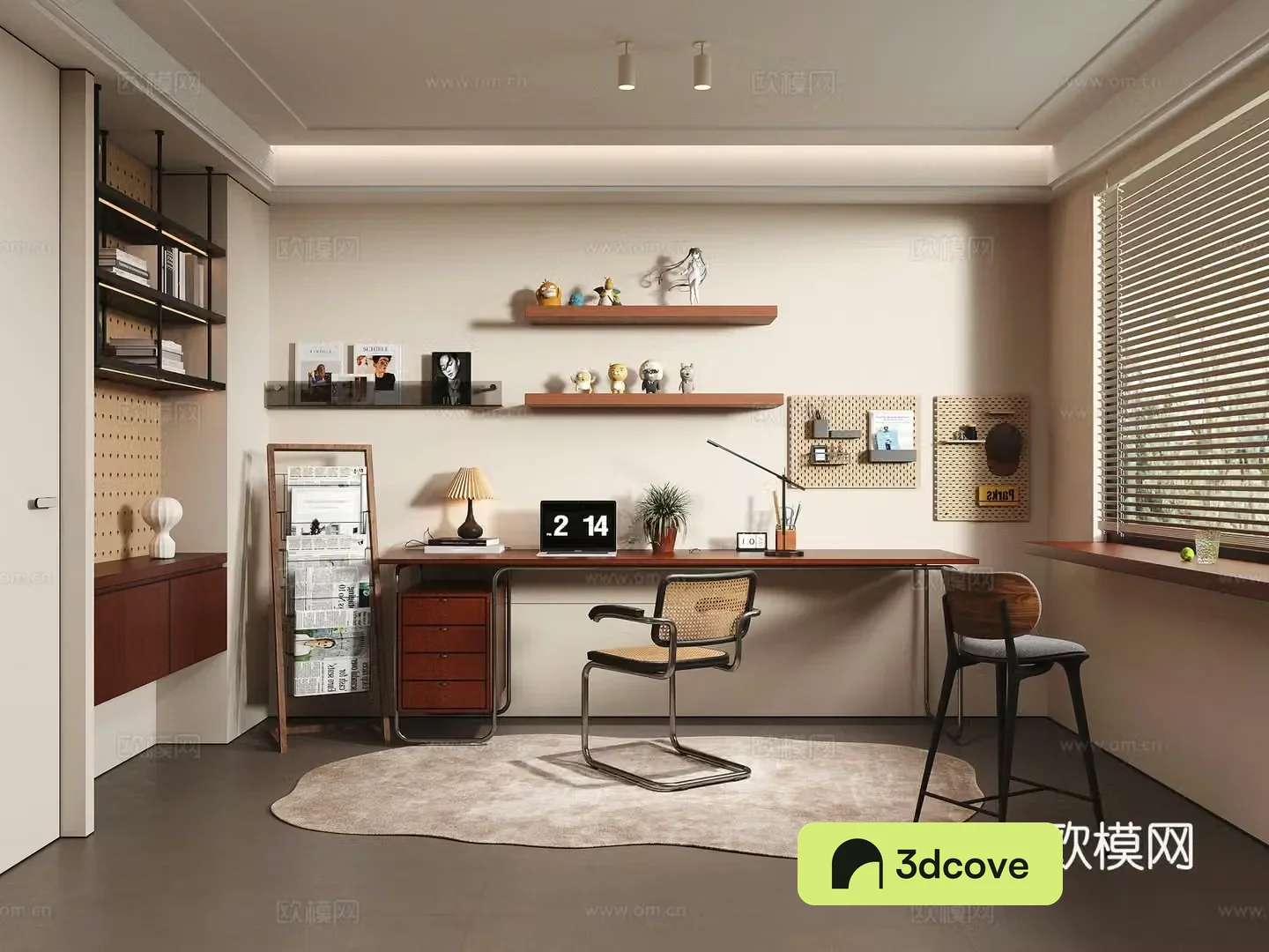 Modern medieval style study open study desk single chair decorative bookcase bar chair decorative