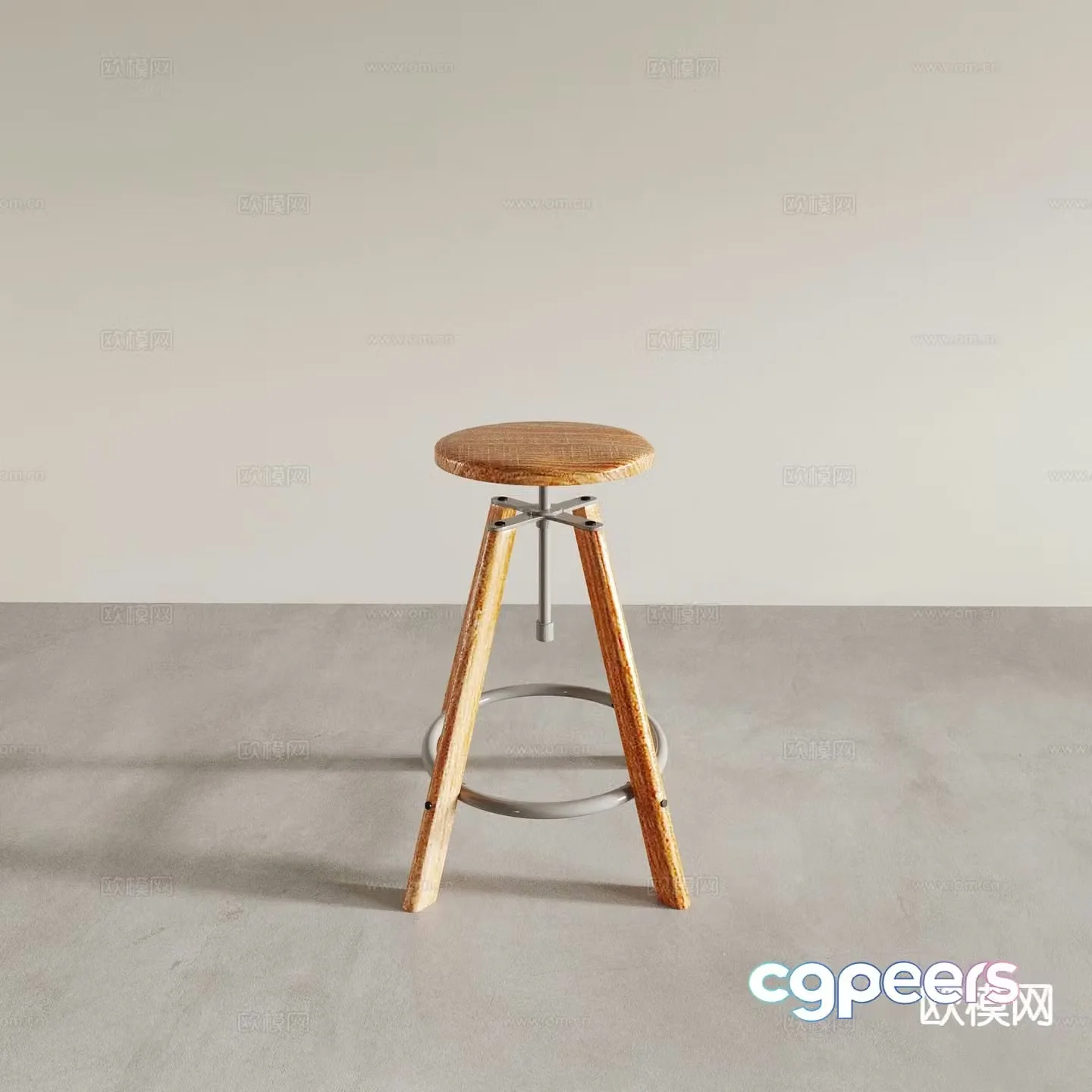 Nordic style bar chair bar stool 3D model