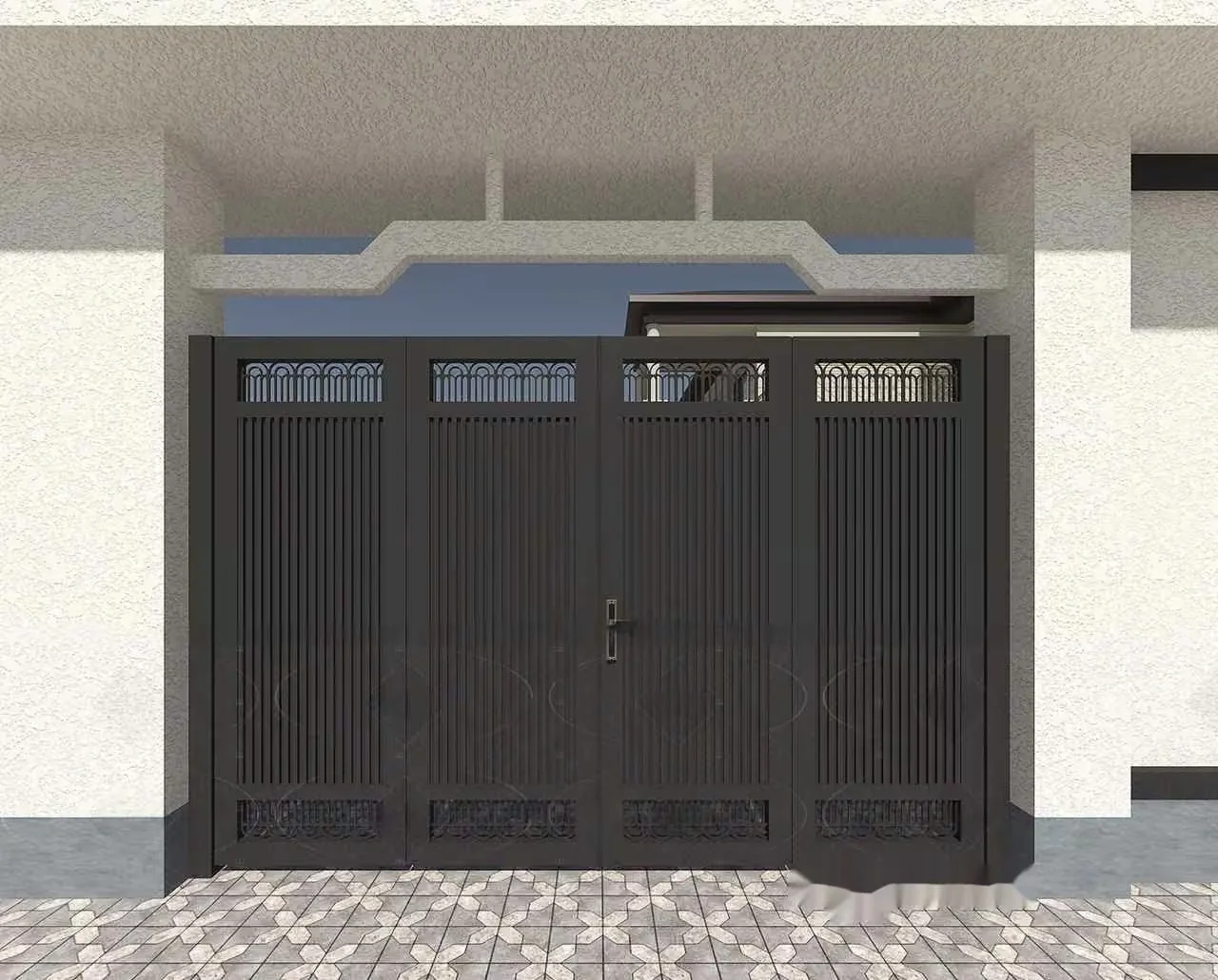Gray Metal Gate 3D Model – 3463 – VRAY Render