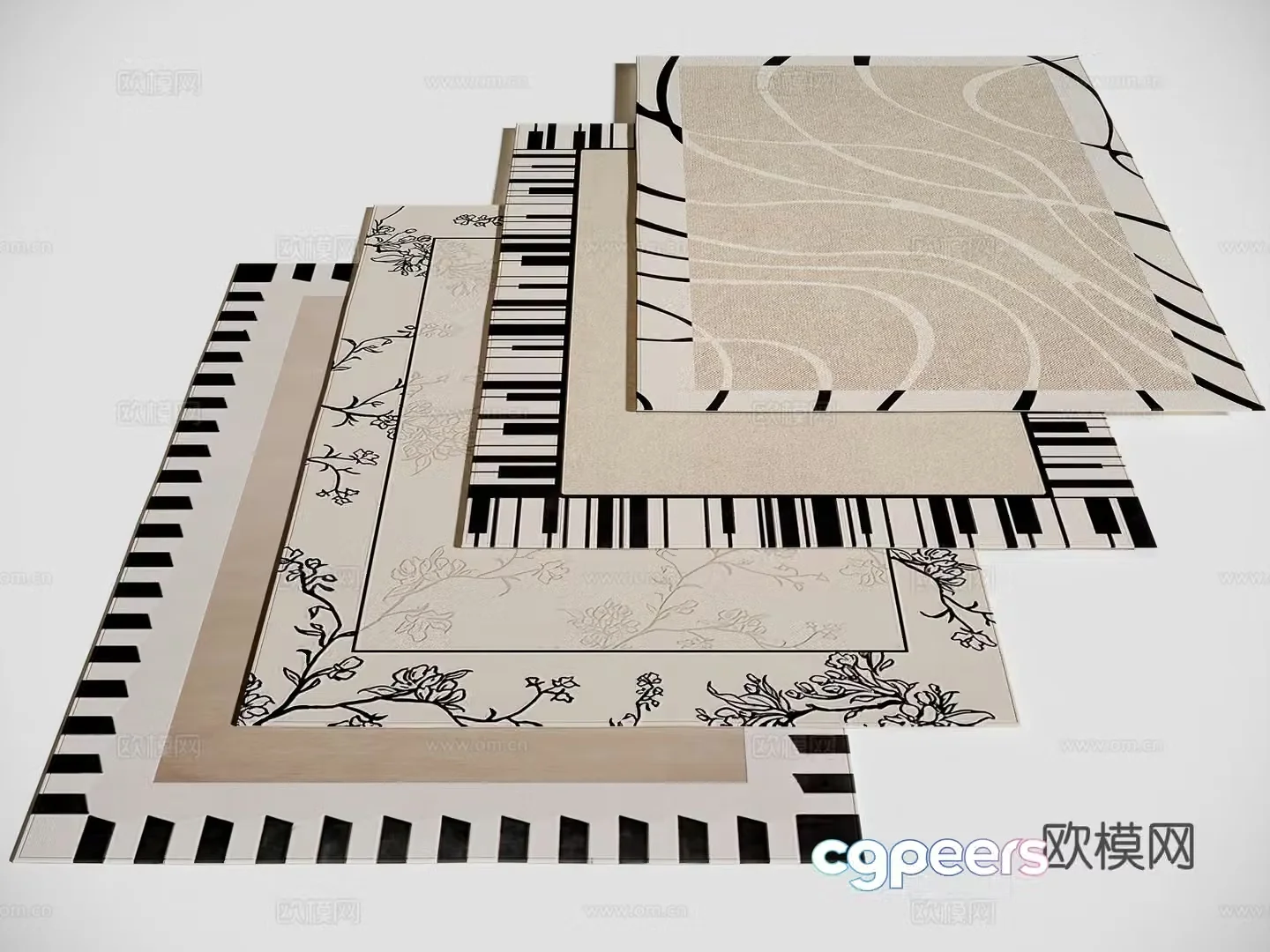 Printed carpet square carpet 3d model