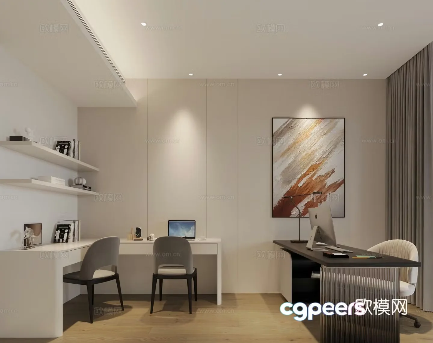 Modern study room 3d model
