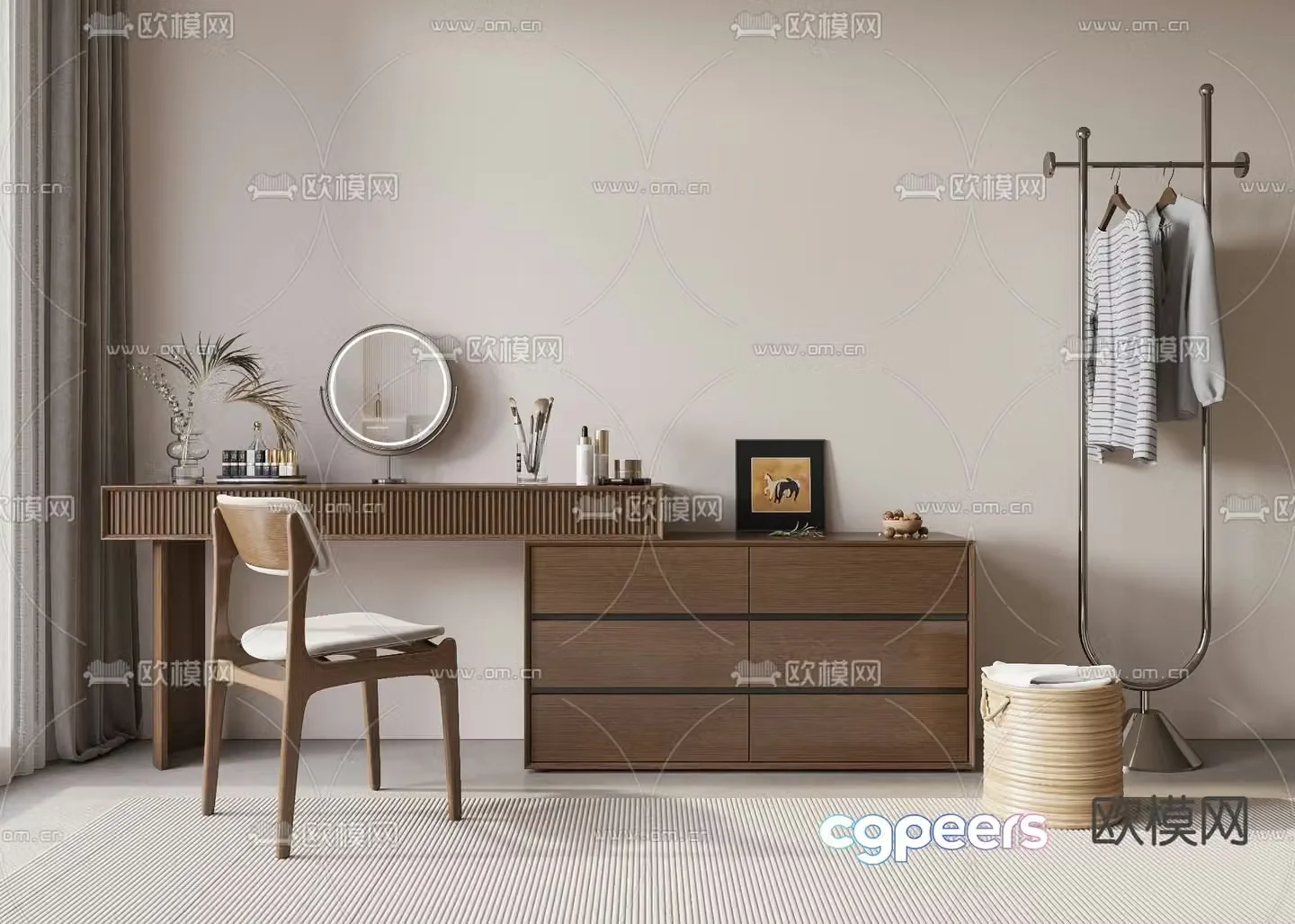 Middle style dressing table 3d model