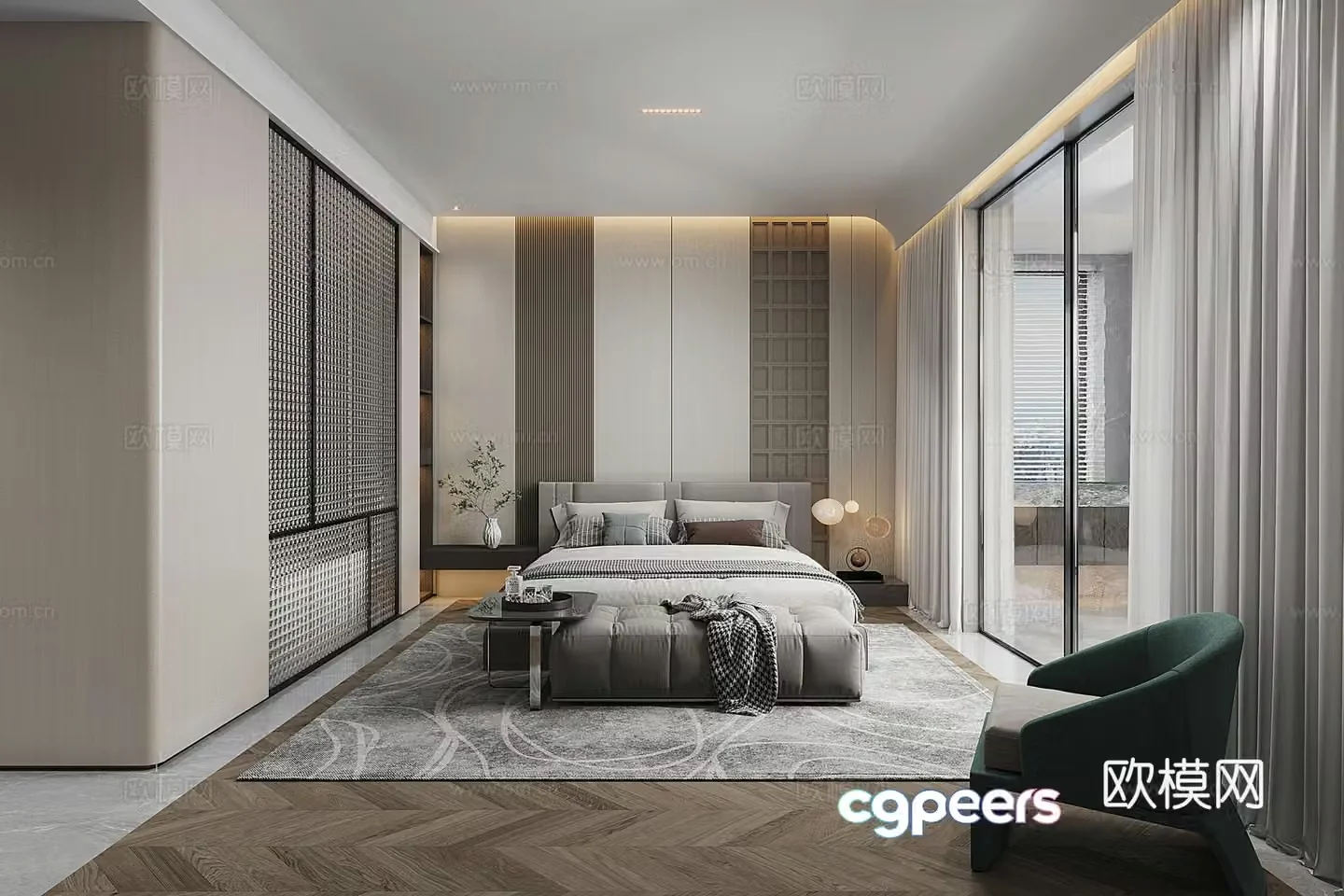 Modern bedroom master bedroom 3d model