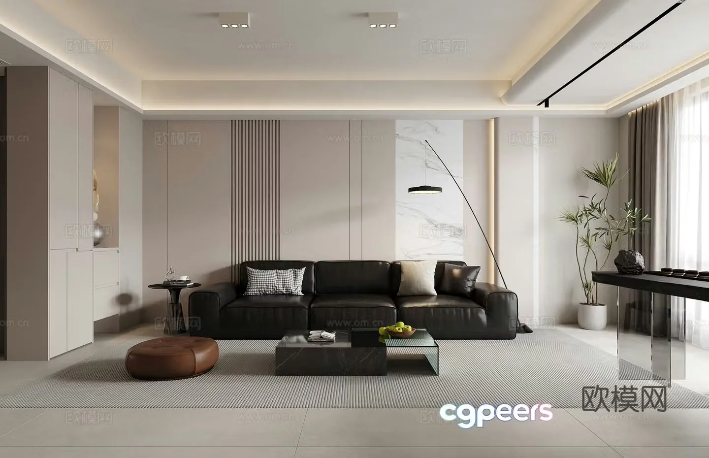 Modern minimalist living room 3d model