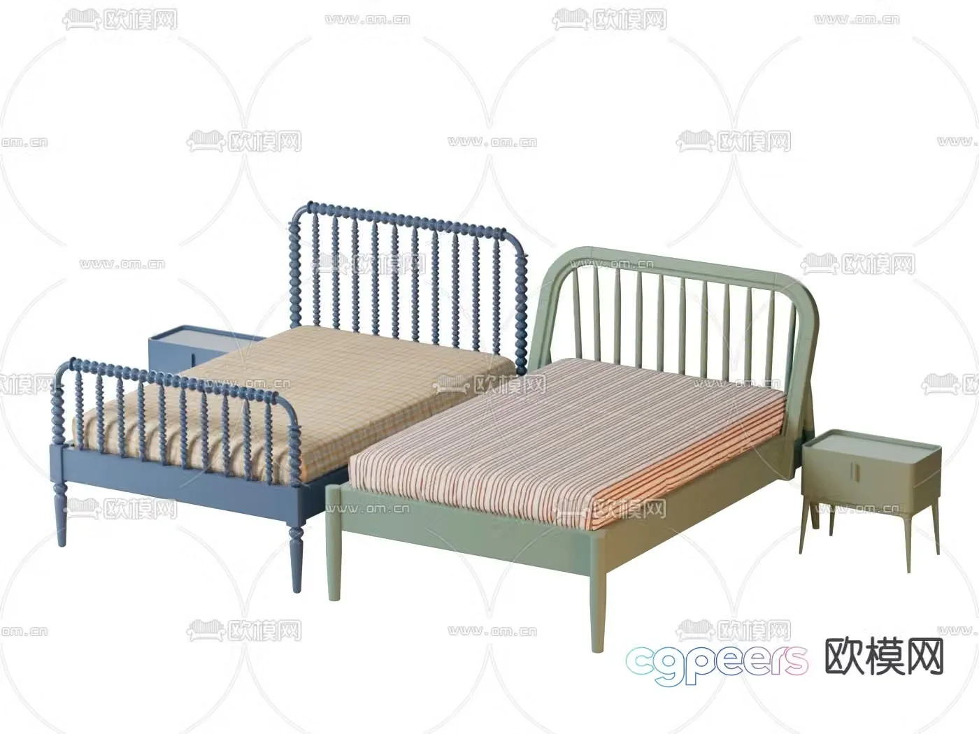 Iron single bed children’s bed 3d model