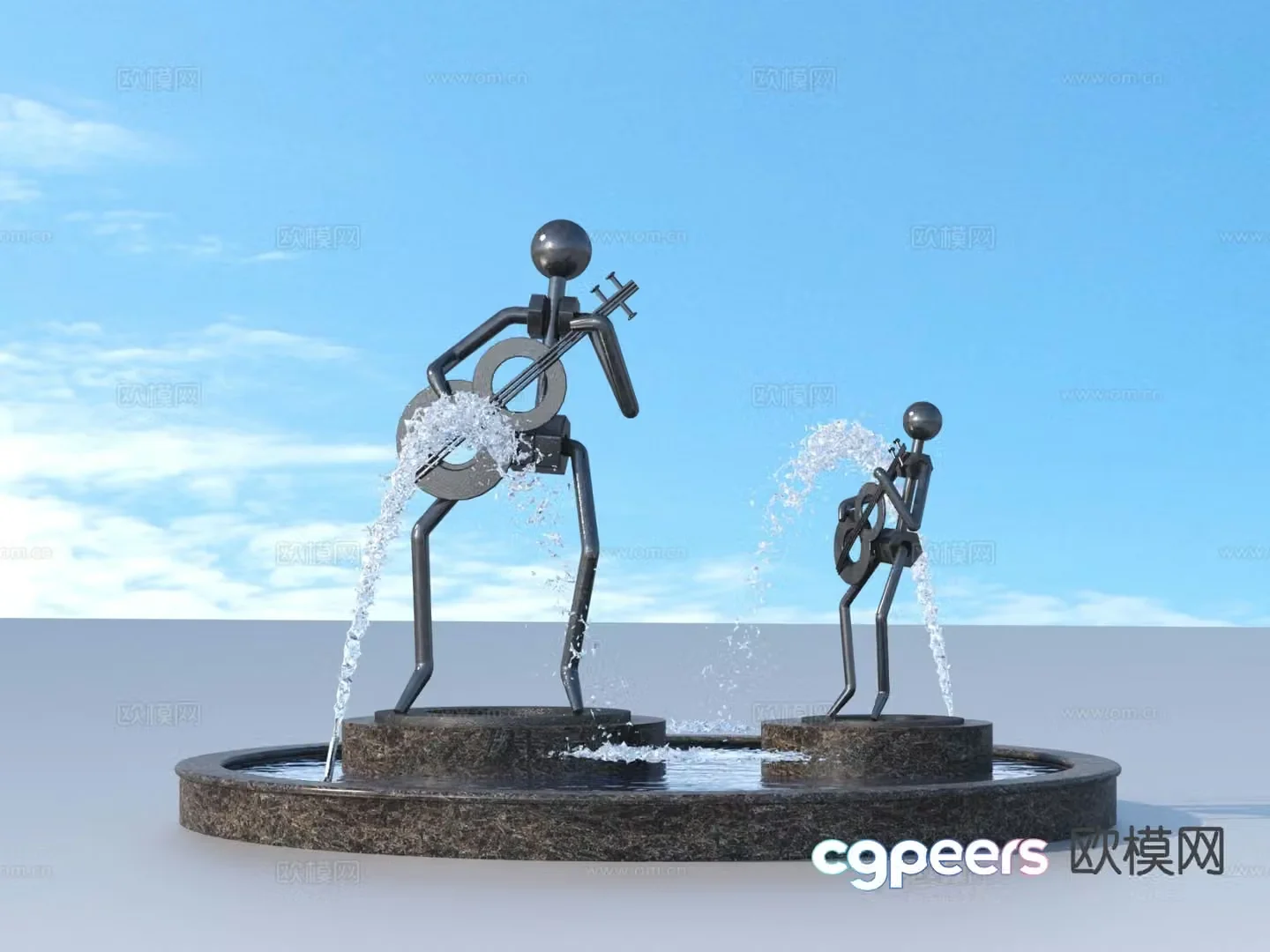 urban sculpture waterscape landscape sculpture 3d model