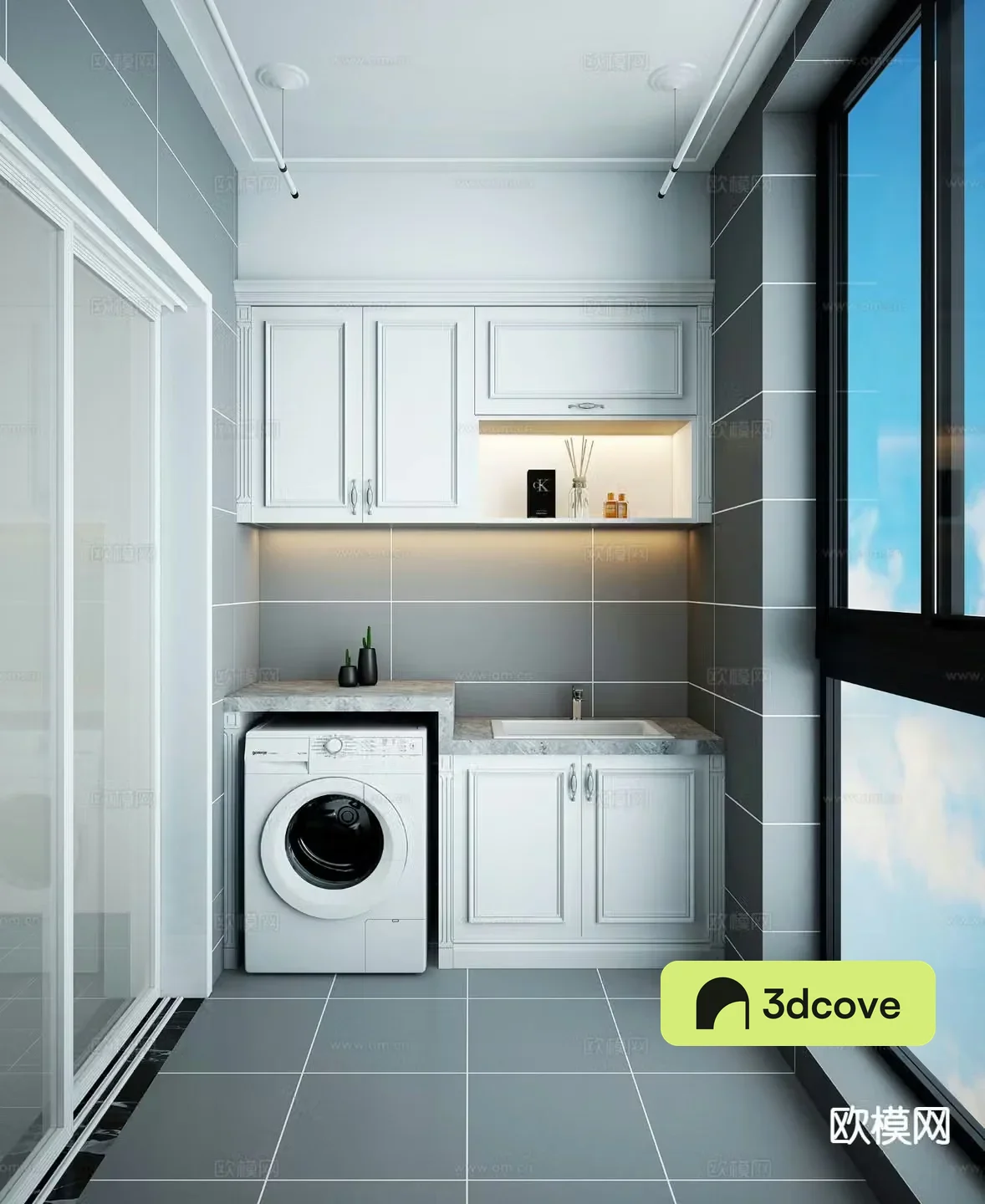 Simple European balcony laundry room
