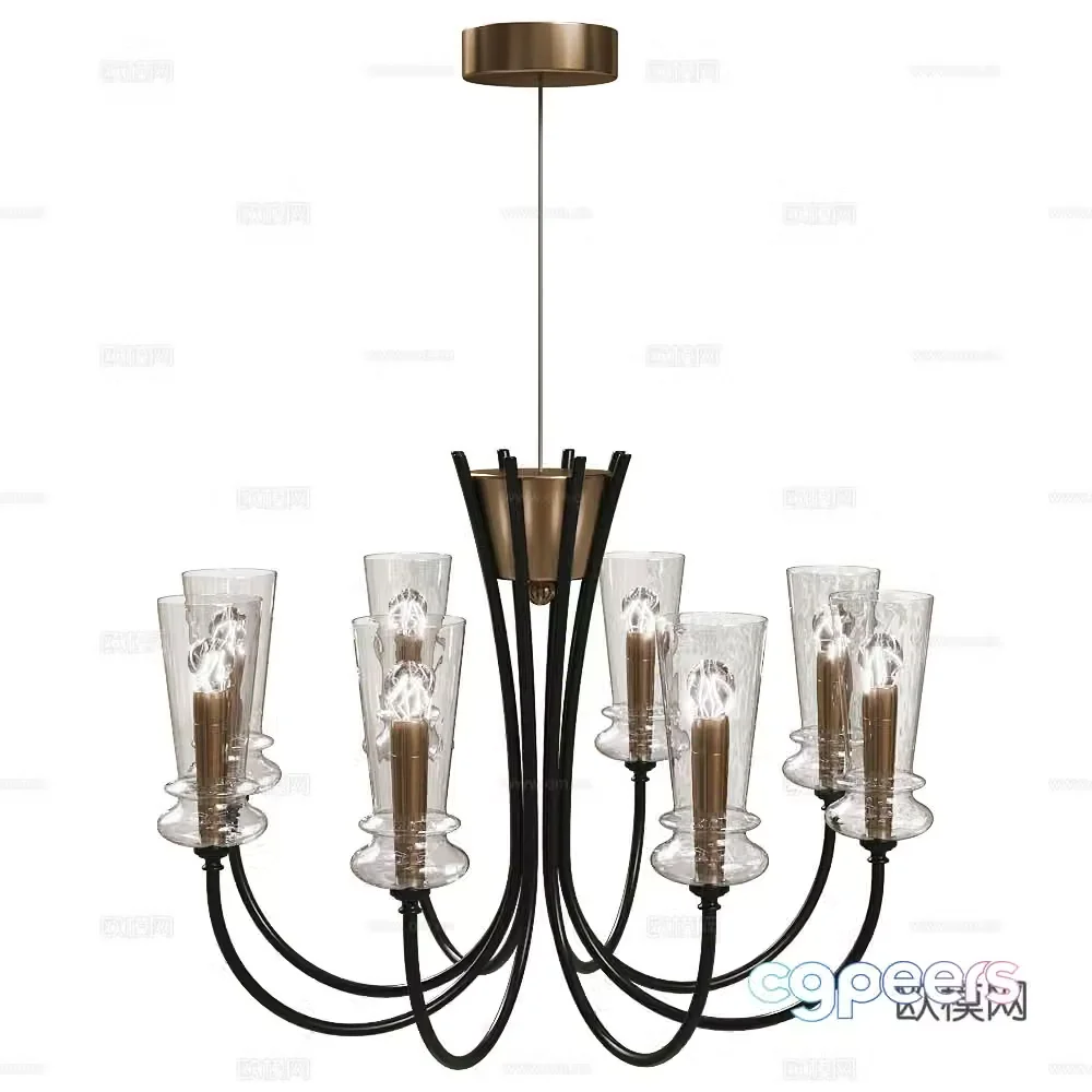 American simple decorative chandelier 3d model