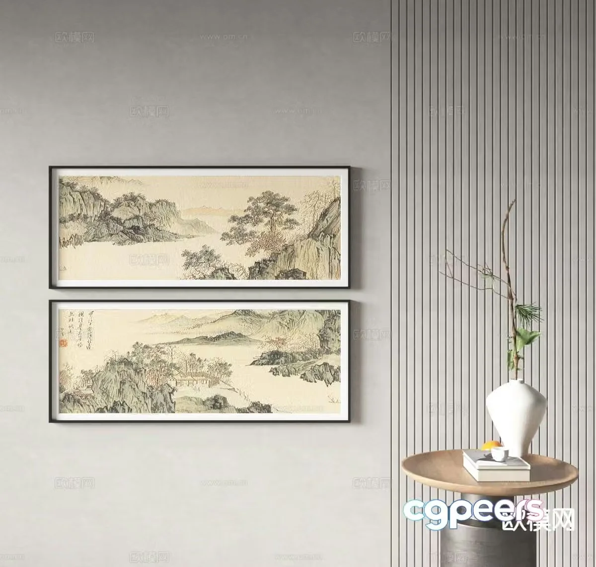 Chinese landscape painting ink painting decorative painting 3D model