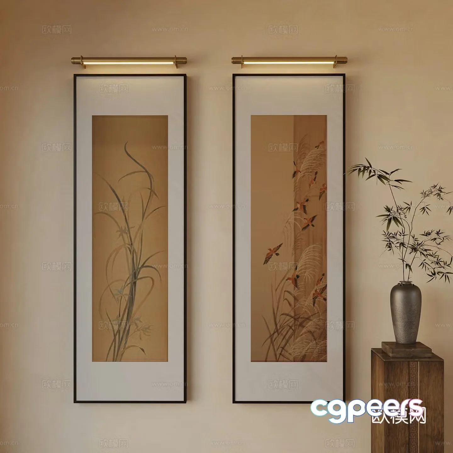 New Chinese style decorative painting 3D model