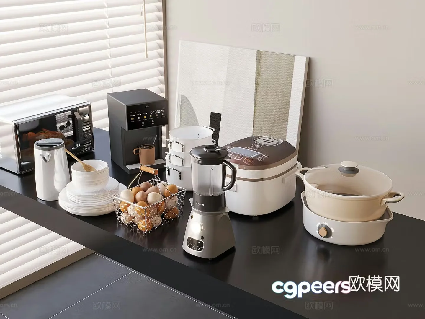 Microwave furnace coffee machine electric kettle rice cooker 3D model