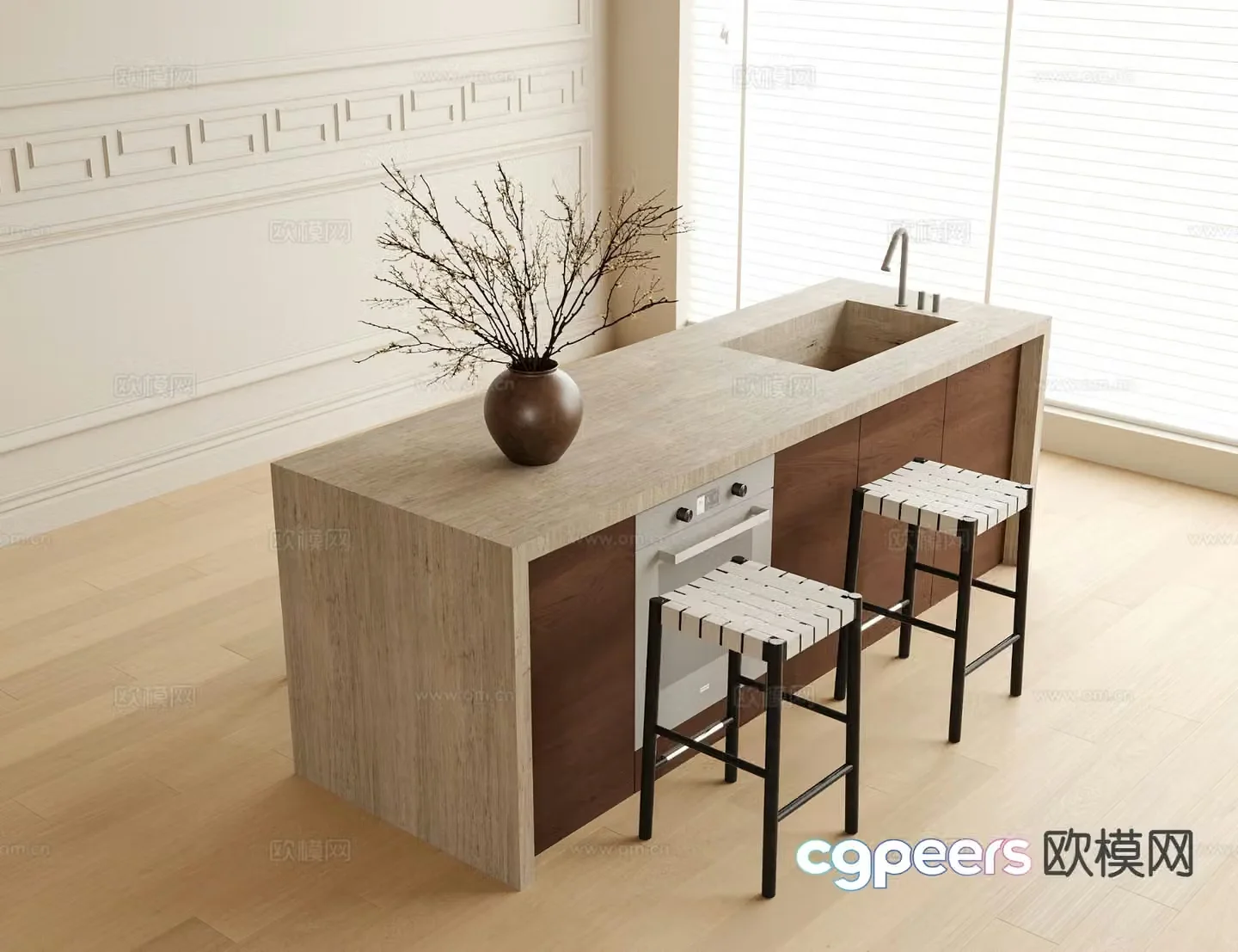 Nakashima bar water bar 3d model