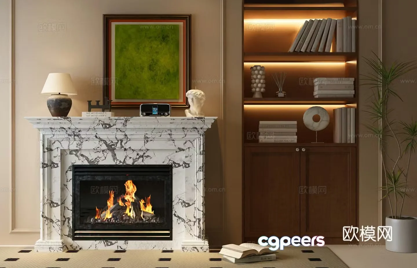 French fireplace background French fireplace French medieval fireplace French medieval bookcase French medieval 3d model