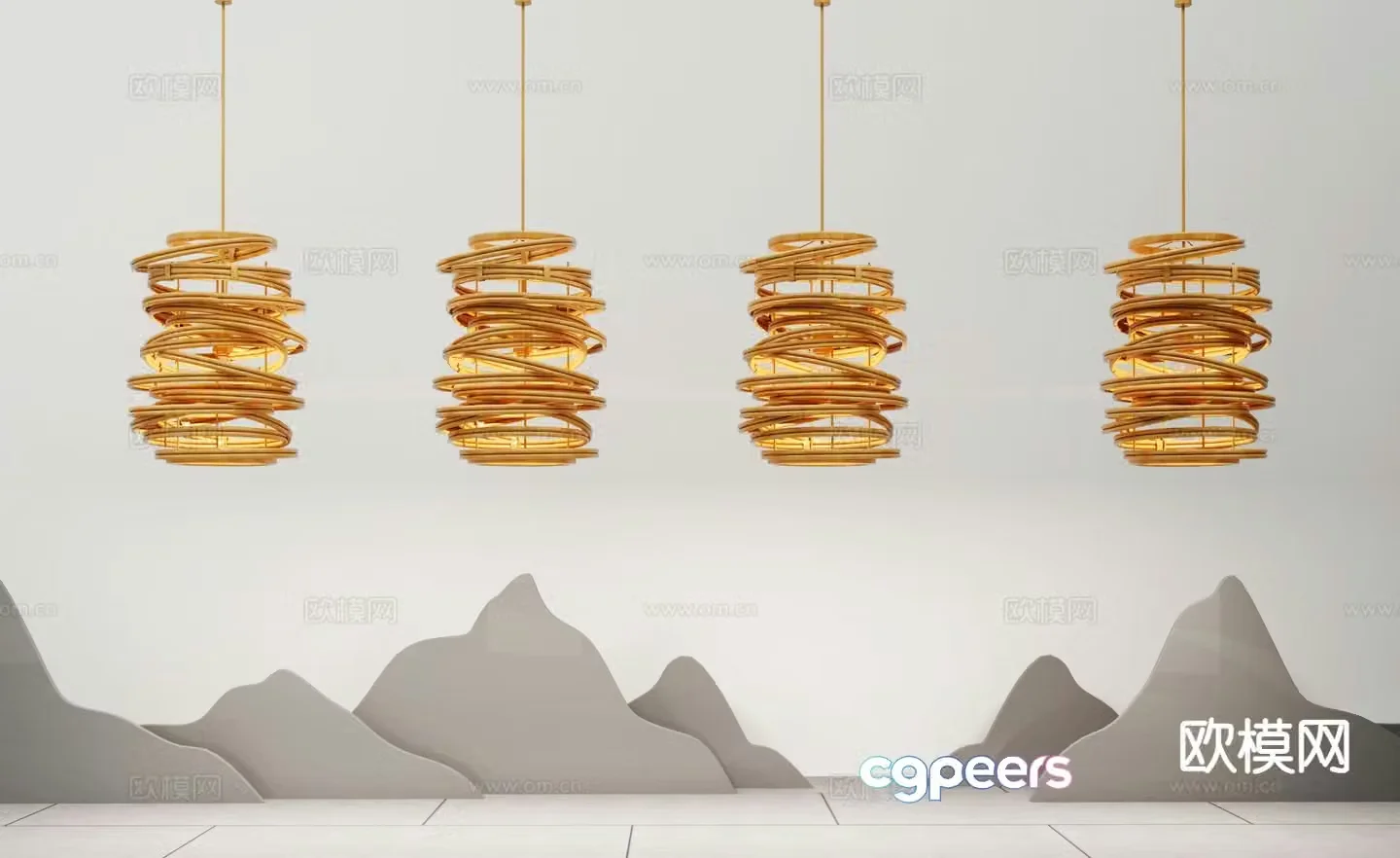 New Chinese style chandelier 3d model
