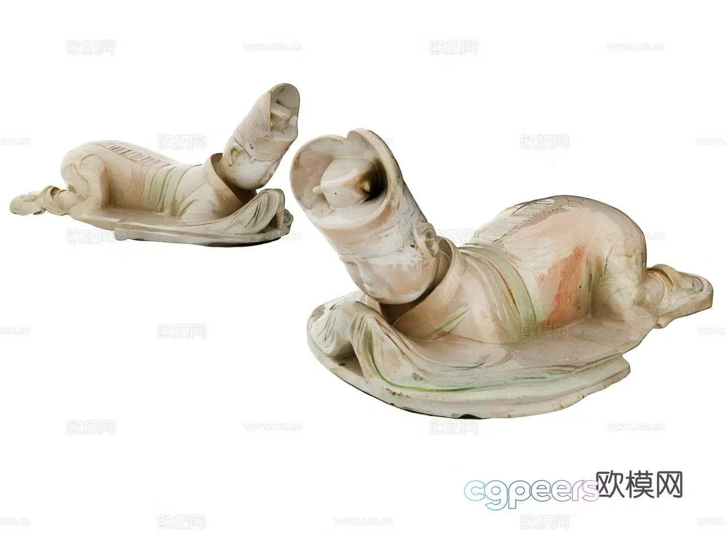 Porcelain Tang Sancai cultural relics sculptures statues terracotta figurines maids decorative ornaments artwork 3d model