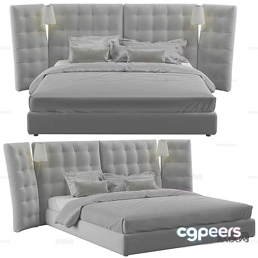 Modern double bed 3d model