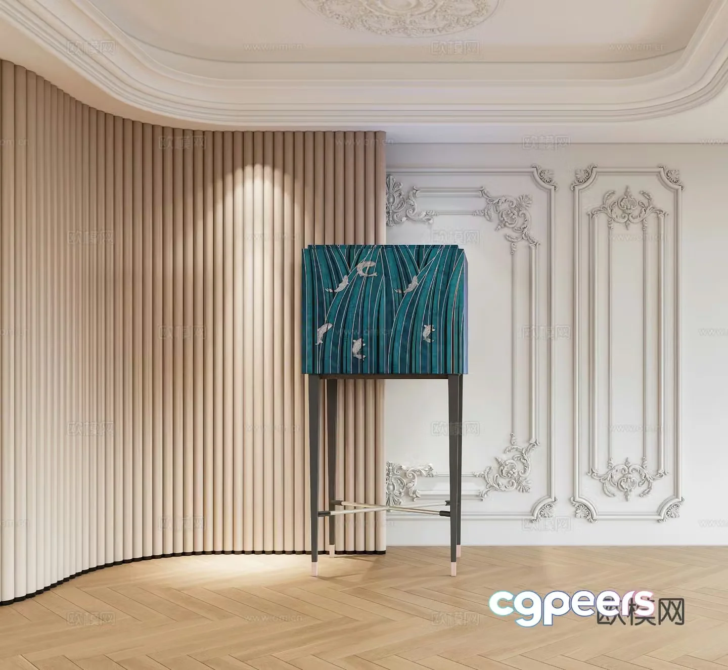 Light luxury high cabinet high-foot cabinet 3D model