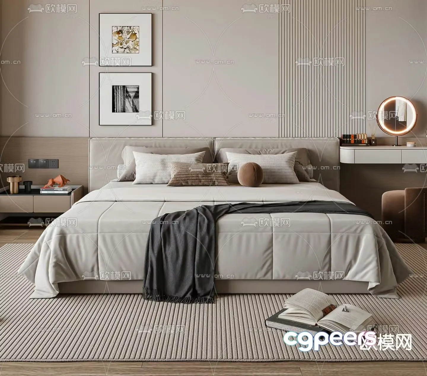 Modern double bed 3d model
