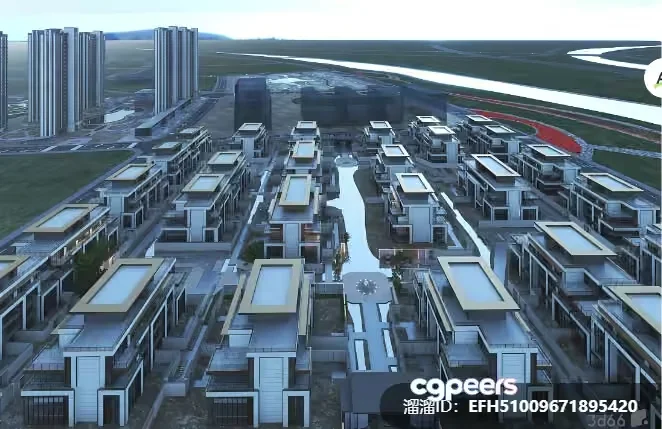 Modern 3D Cityscape 3D Model – 275 – VRAY Render