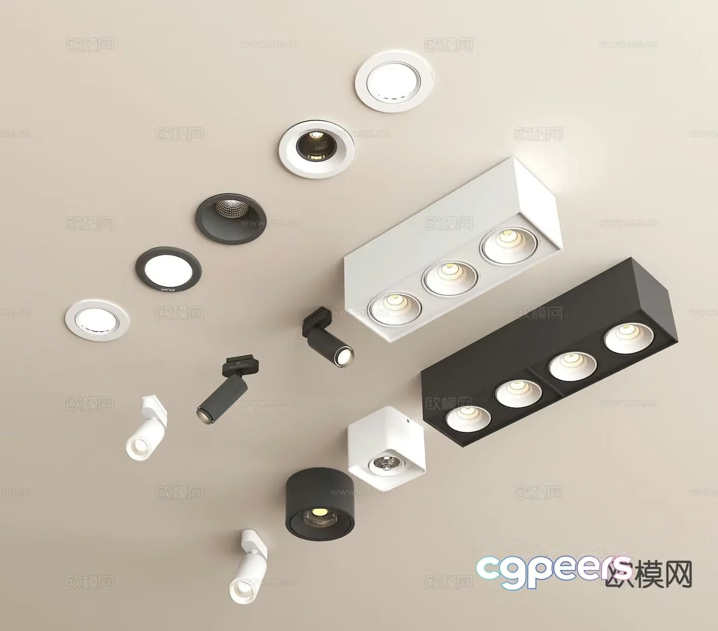 Surface mounted downlight spotlight 3d model