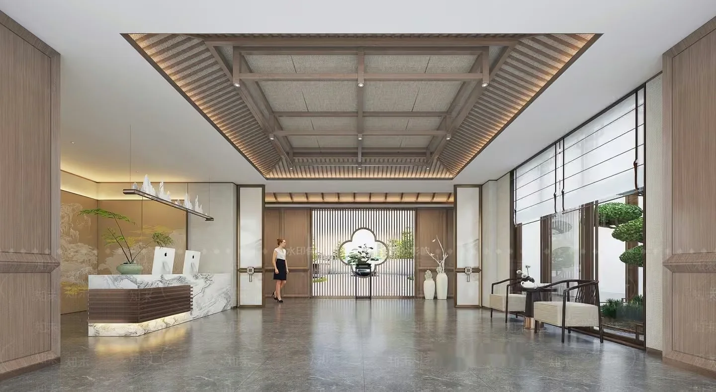 Modern Asian Reception Area 3D Model – 18397 – VRAY Render