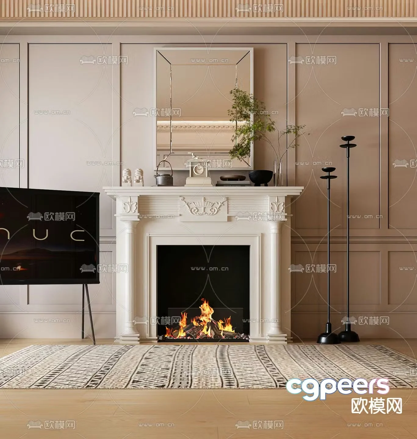 American fireplace 3d model