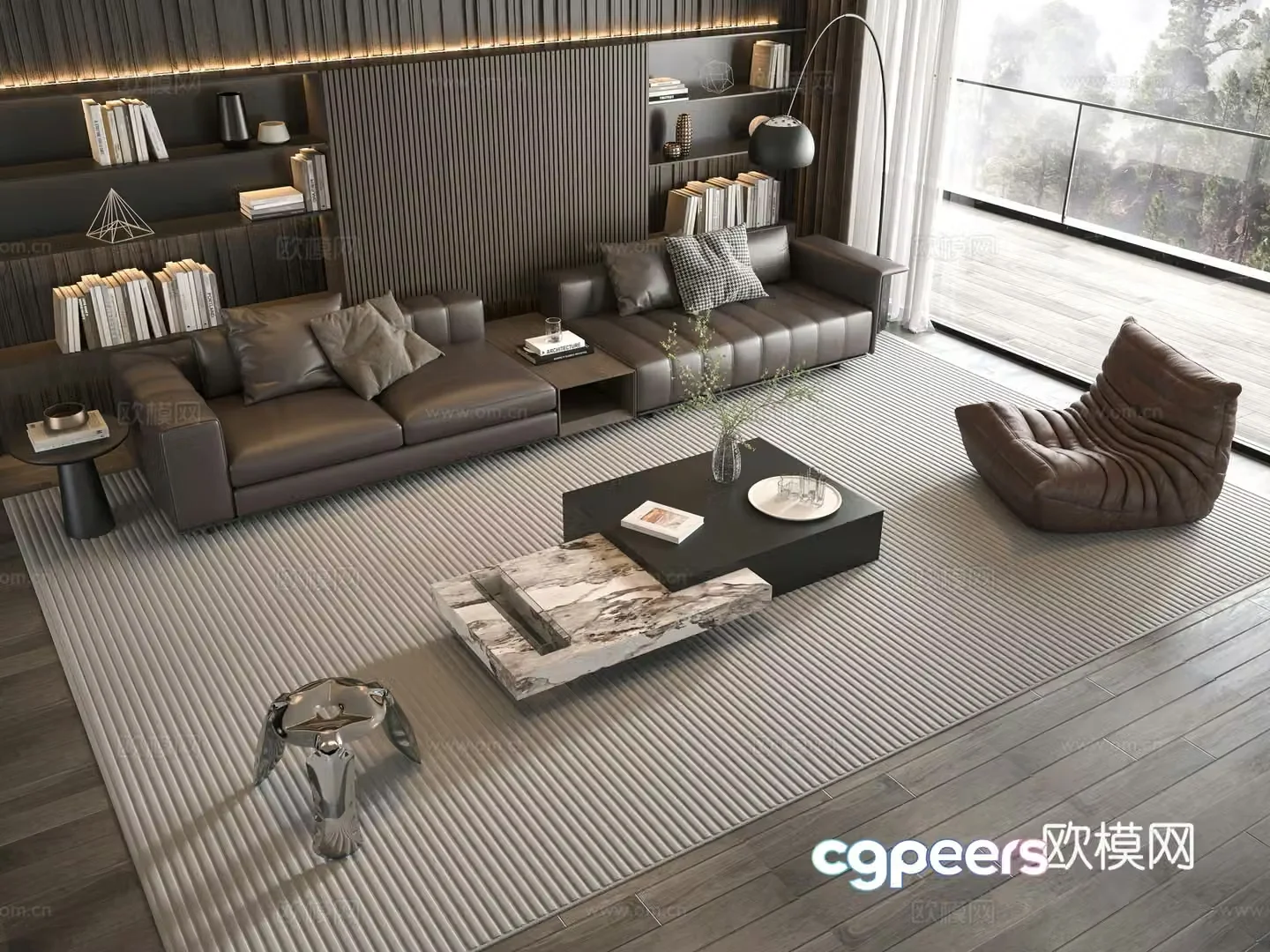 Minotti modern Italian sofa coffee table combination 3D model