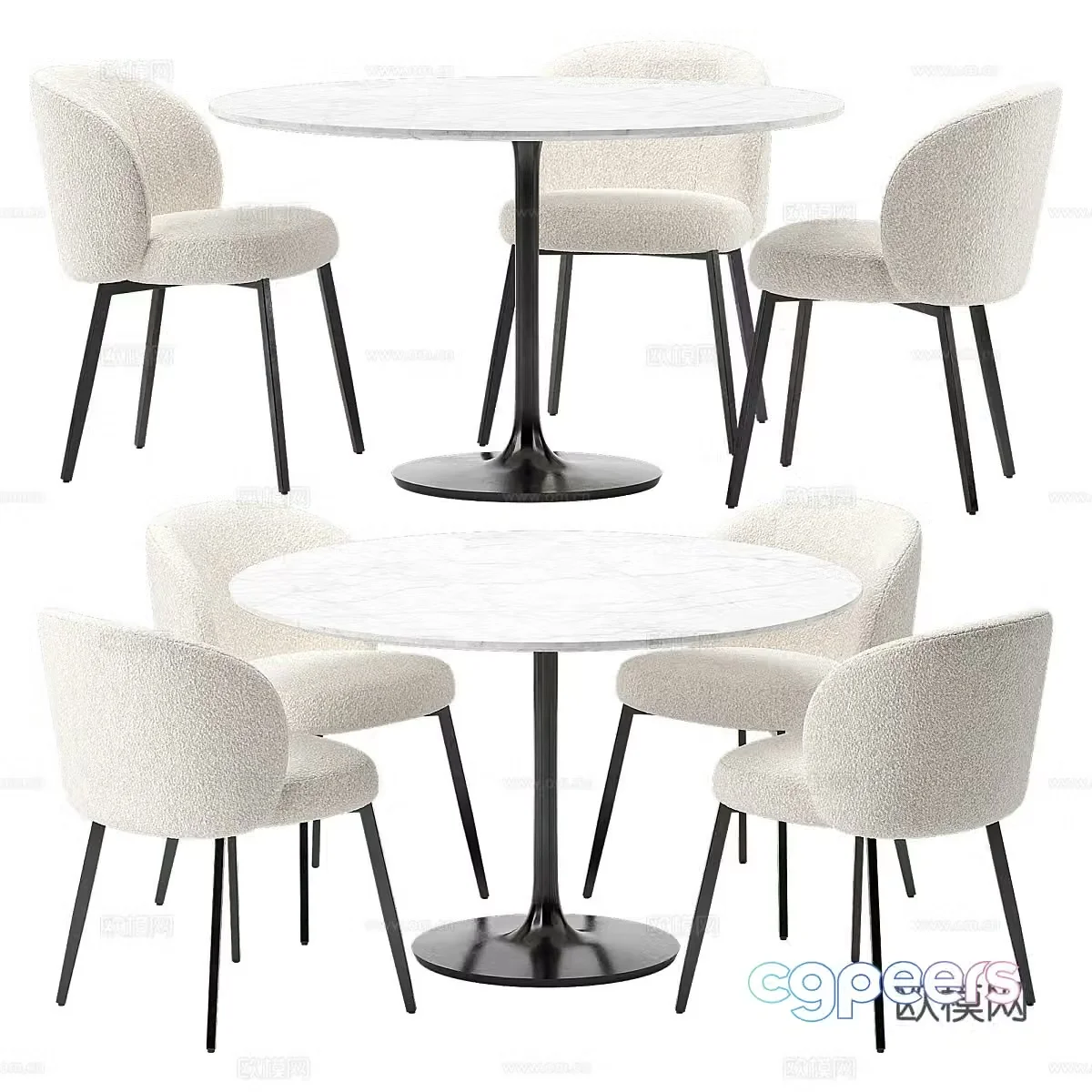 Modern Italian casual table and chair 3d model