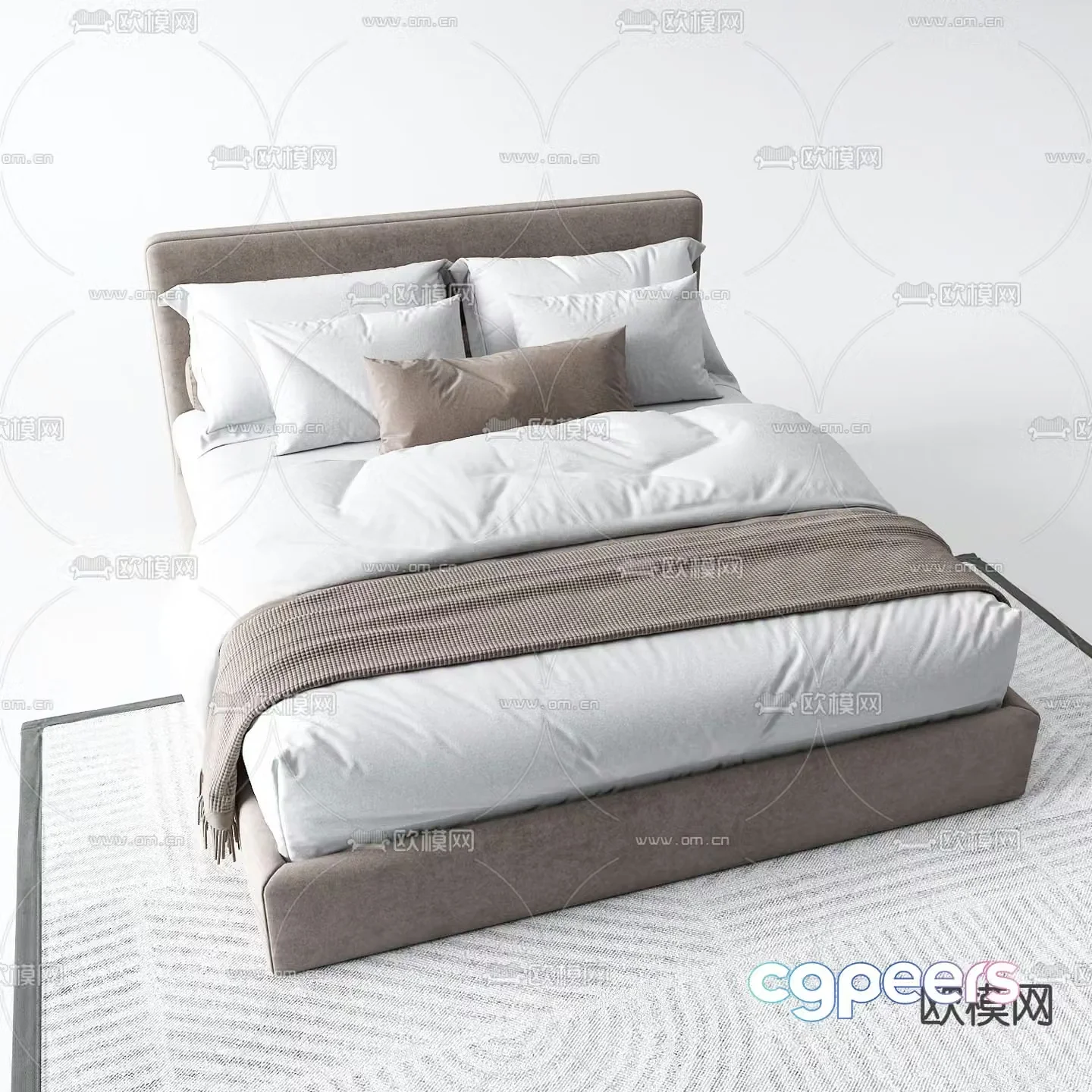 Modern fabric double bed 3d model
