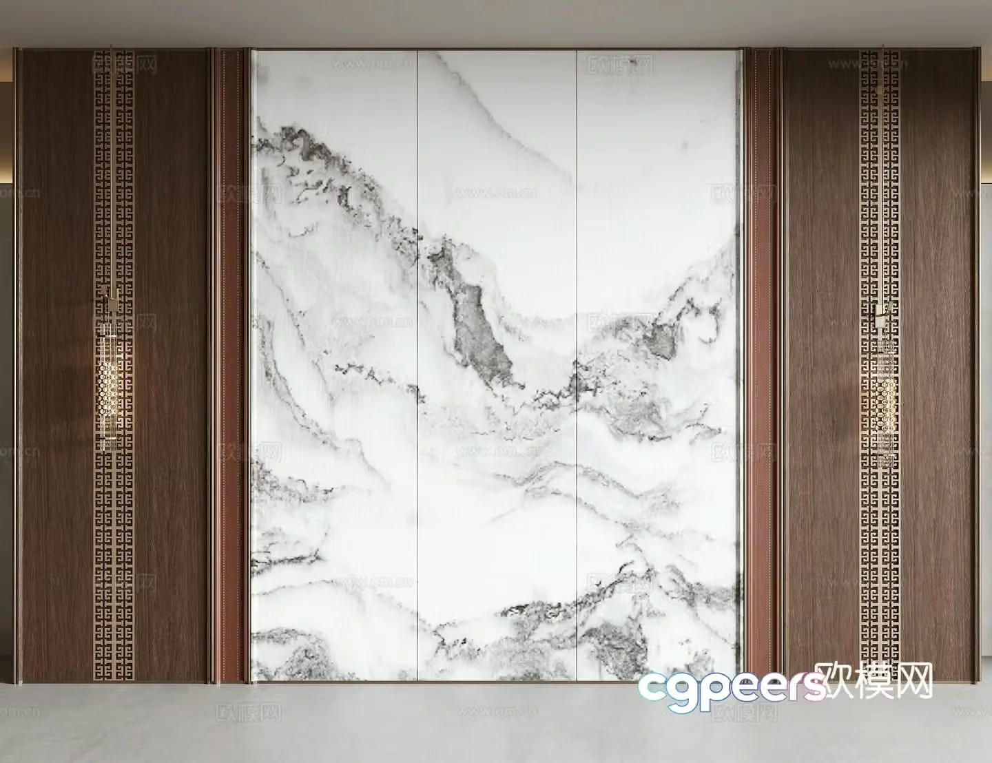 New Chinese style background wall 3d model