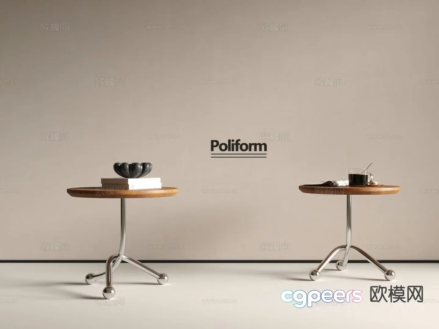 Medieval style side table corner table round table 3D model