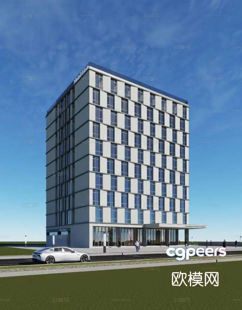 Modern office building high-rise building public building business office building commercial building 3d model