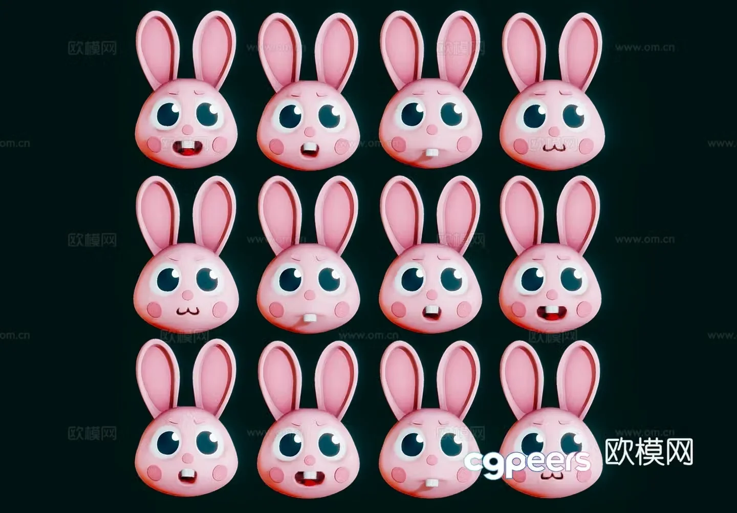 Toys Dolls Plush Toys Emoticon Toys Cute Rabbit 3D Model