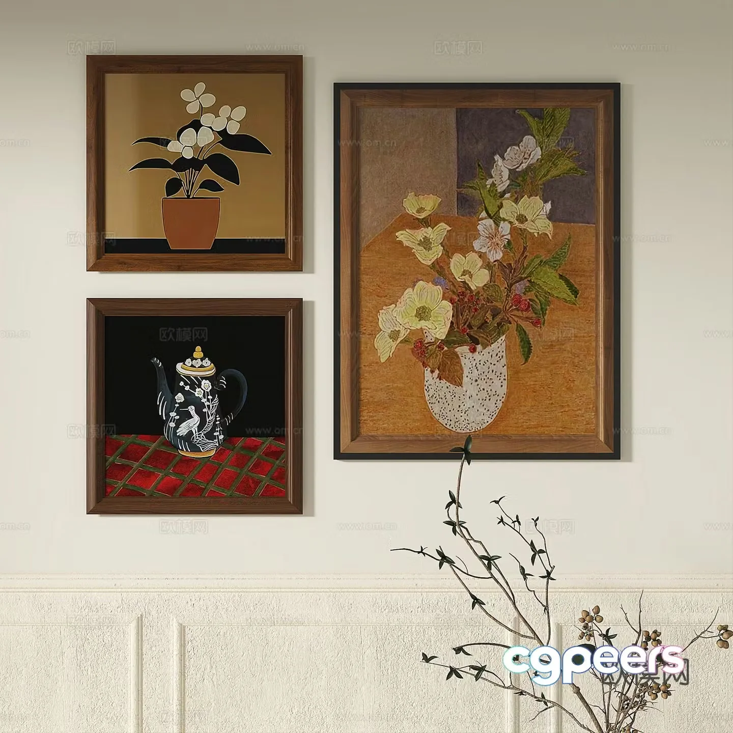 French retro abstract decorative painting 3d model