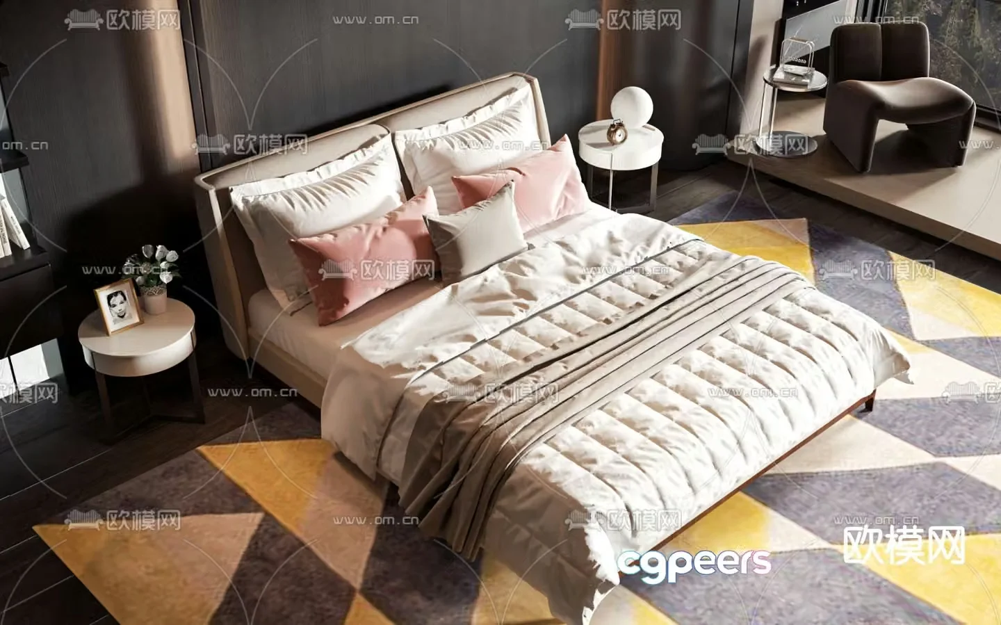 Nordic double bed 3d model