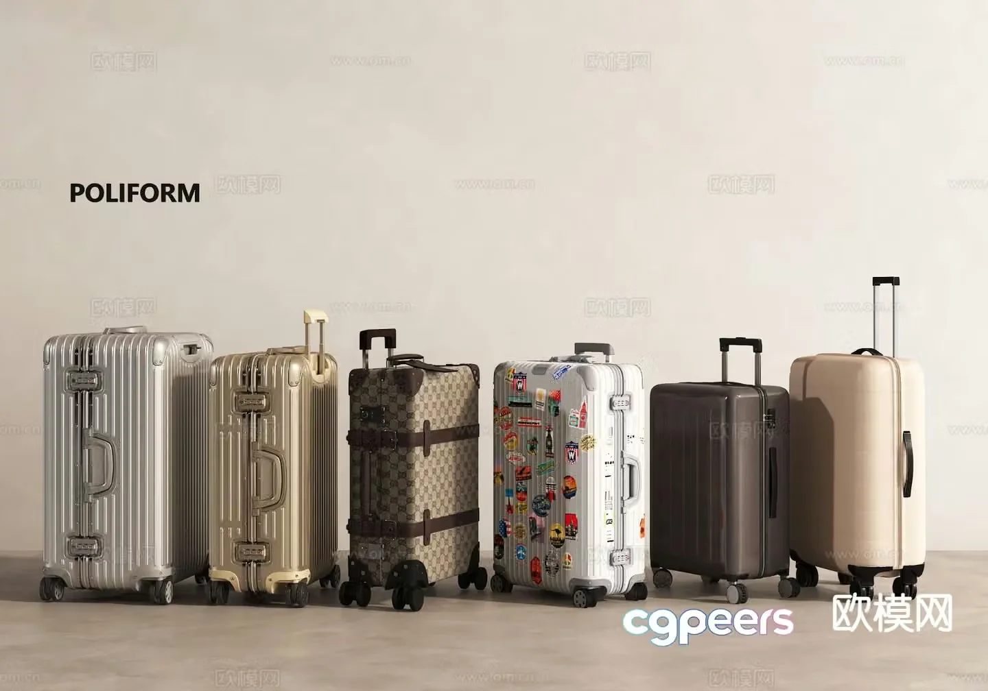 trolley suitcase suitcase 3d model