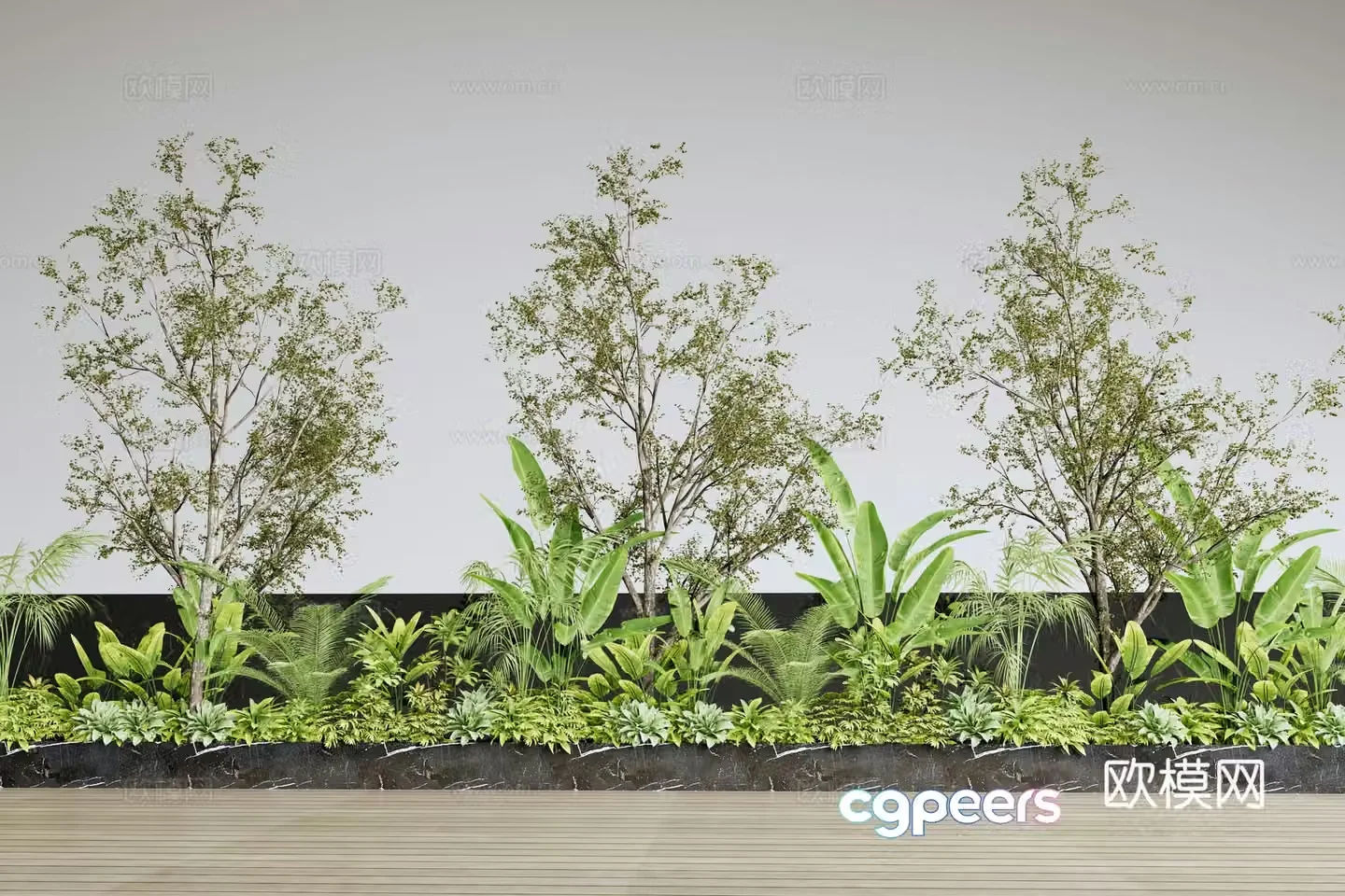 Green plant wall modern plant combination modern outdoor green plant flowers mobile flower box plant landscaping green 3d model