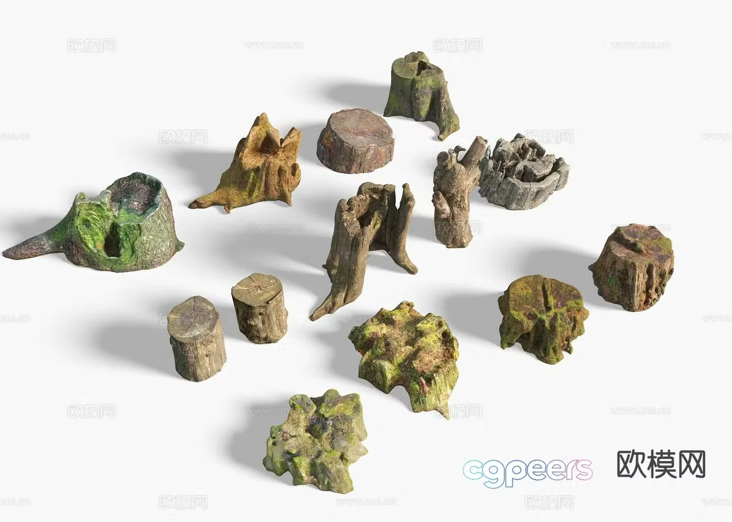 Dead tree stump dead wood tree stump sketch 3d model