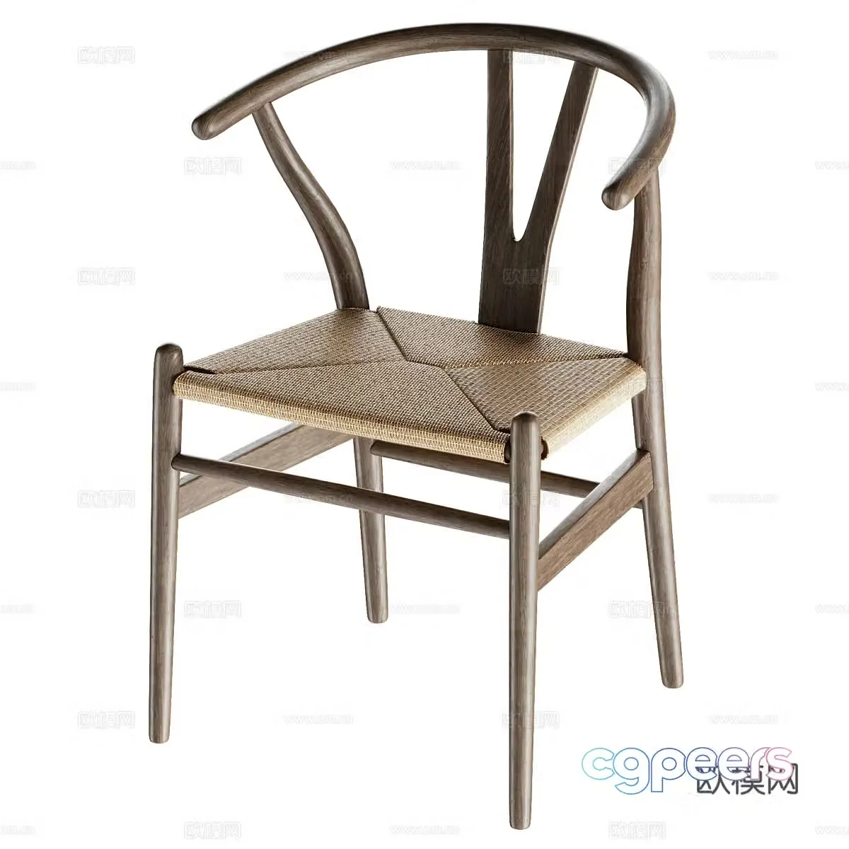 New Chinese style wooden single chair 3D model