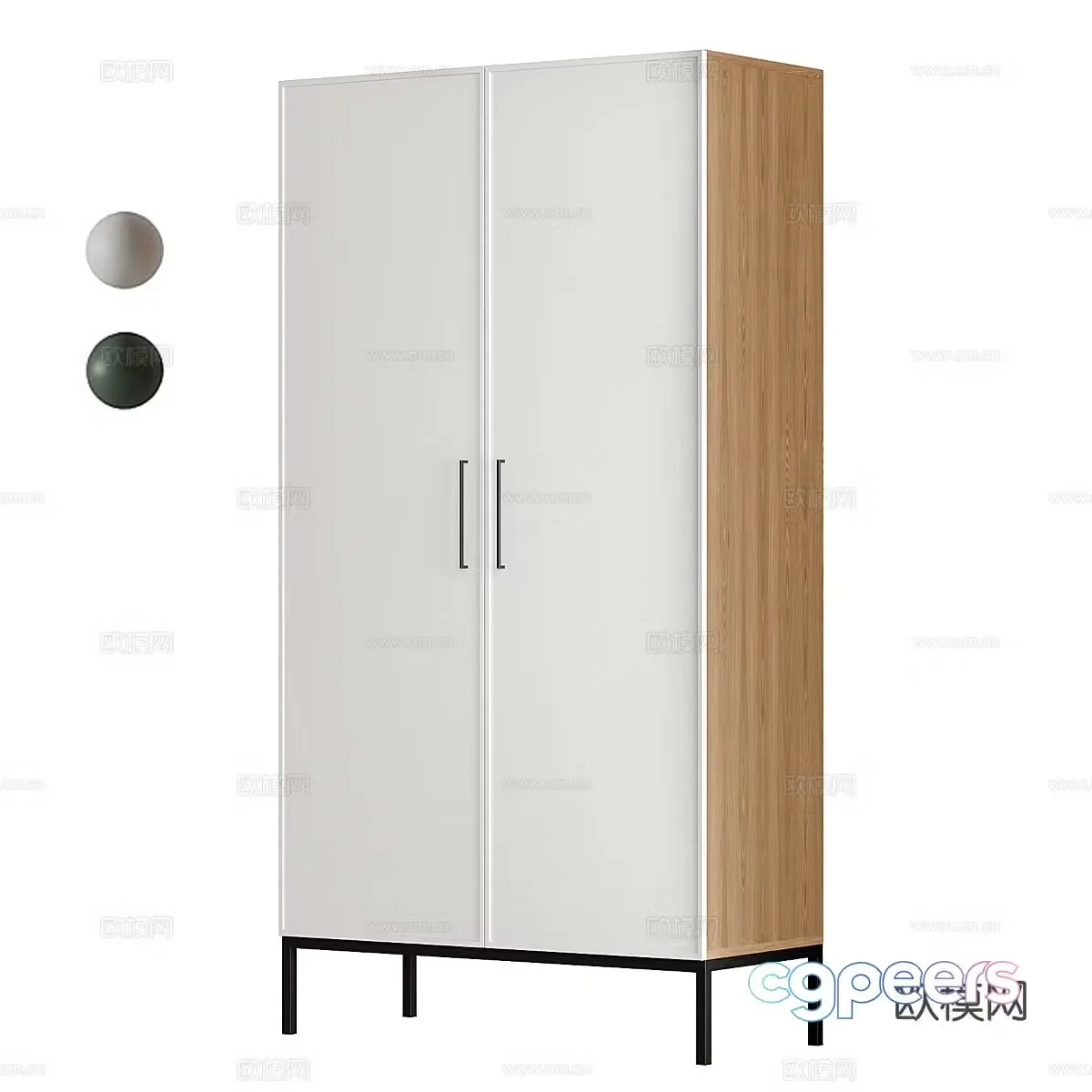 Modern Italian minimalist finished wardrobe double door wardrobe 3D model