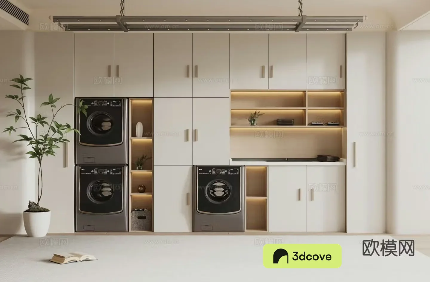 Cream style laundry closet laundry room