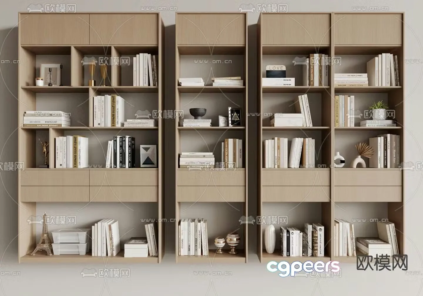 Modern bookcase bookshelf 3d model