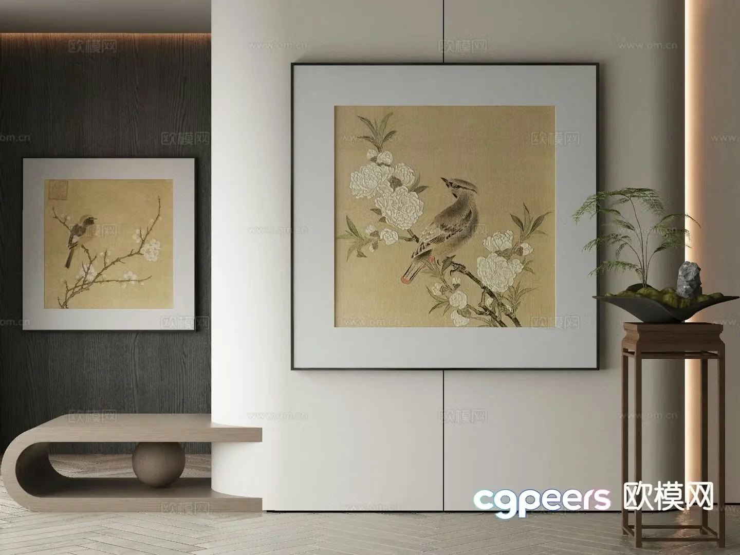 New Chinese style art painting flower and bird painting decorative painting 3D model