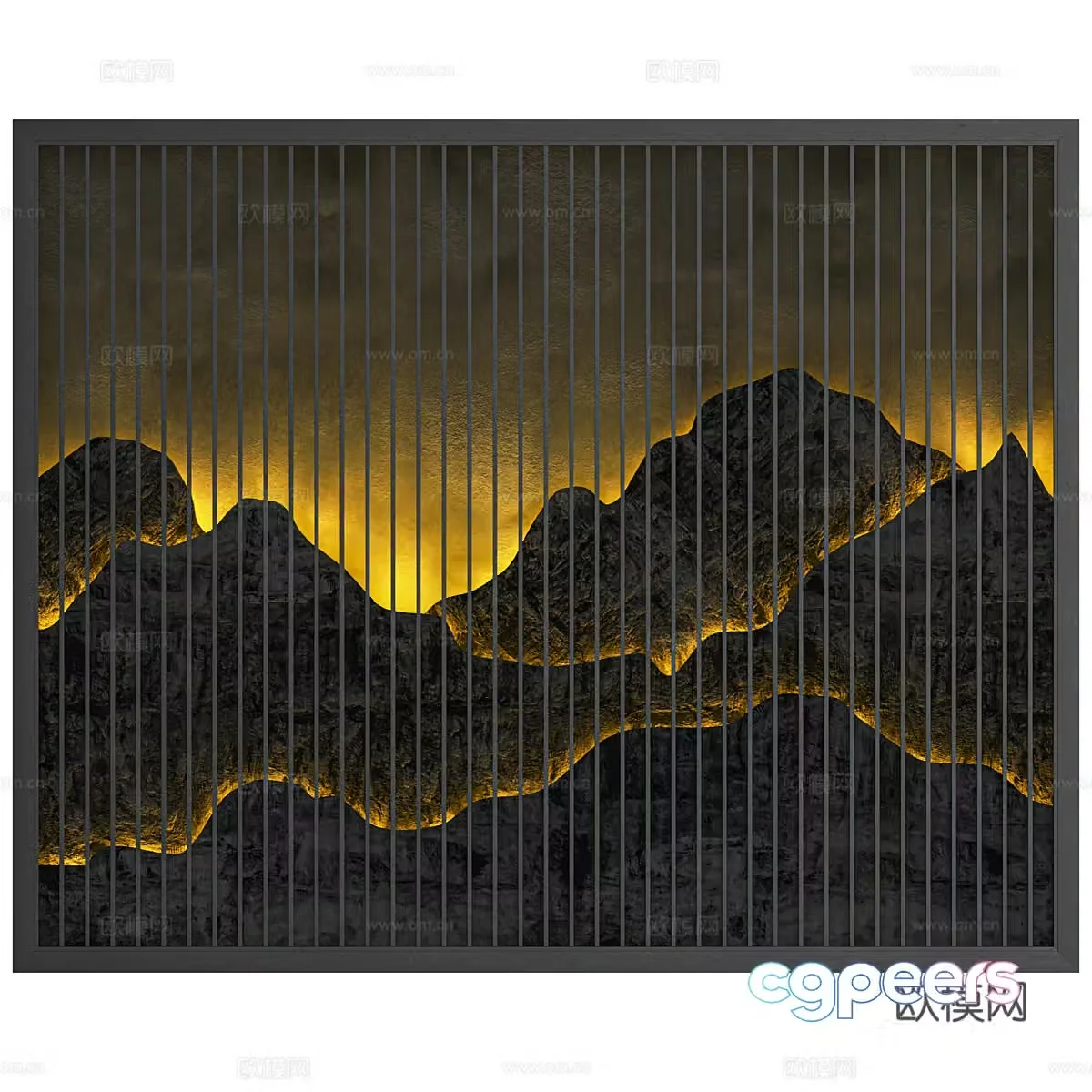 New Chinese style gable background wall 3d model